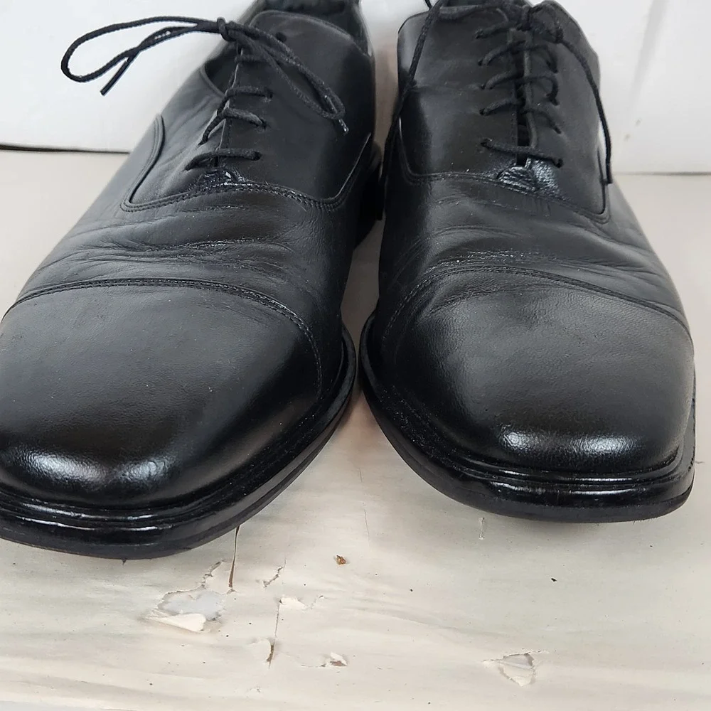 COLE HAAN Mens Dress Shoes Soft Black Leather Lace Up Plain Toe Oxfords Size 13M